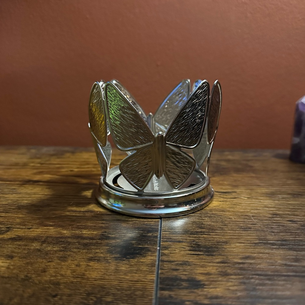 Bath and Body Works Silver Butterfly Candle Holder
